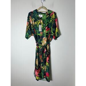 Cara Cara Black Rainforest "Hobbs" Half Sleeve Button Up Dress Sz M/L